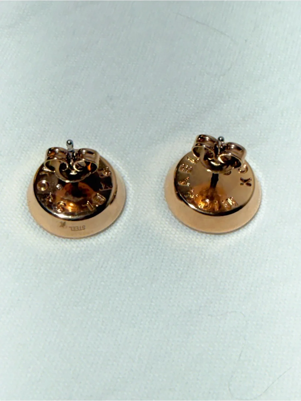 Michael Kors Rose Gold Tone Crystal Halo MK Round Stud Earrings